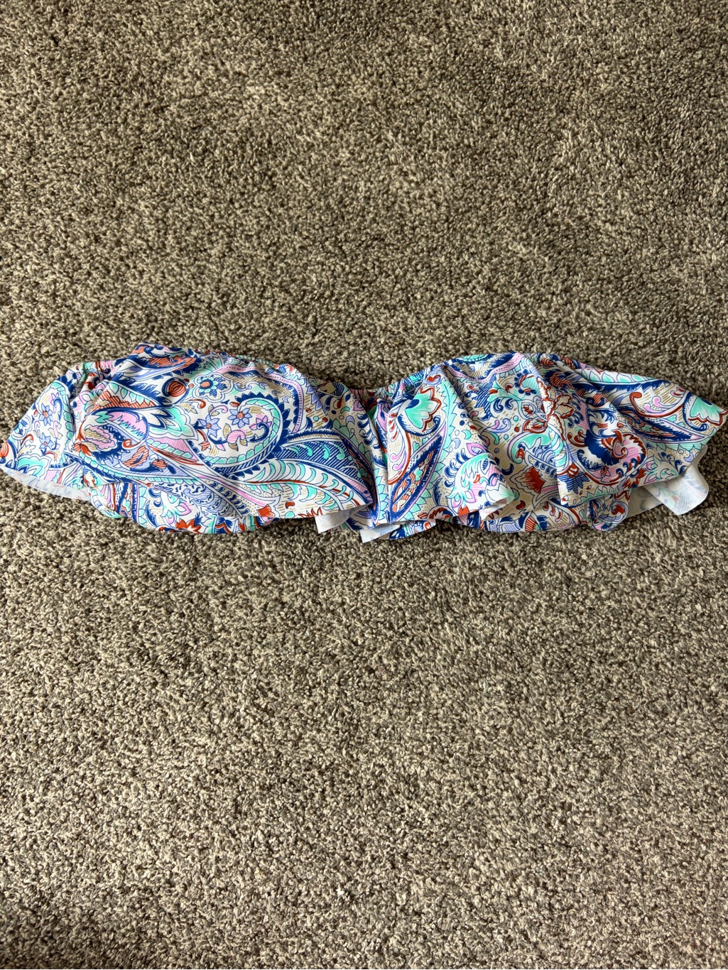 Victoria's Secret Paisley Ruffle Bandeau Swim Top - Blue Multicolor Size Medium